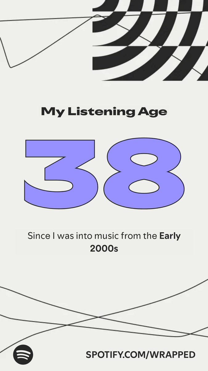 Here’s my listening age, from my #SpotifyWrapped.   spotify.com/wrapped-share/…