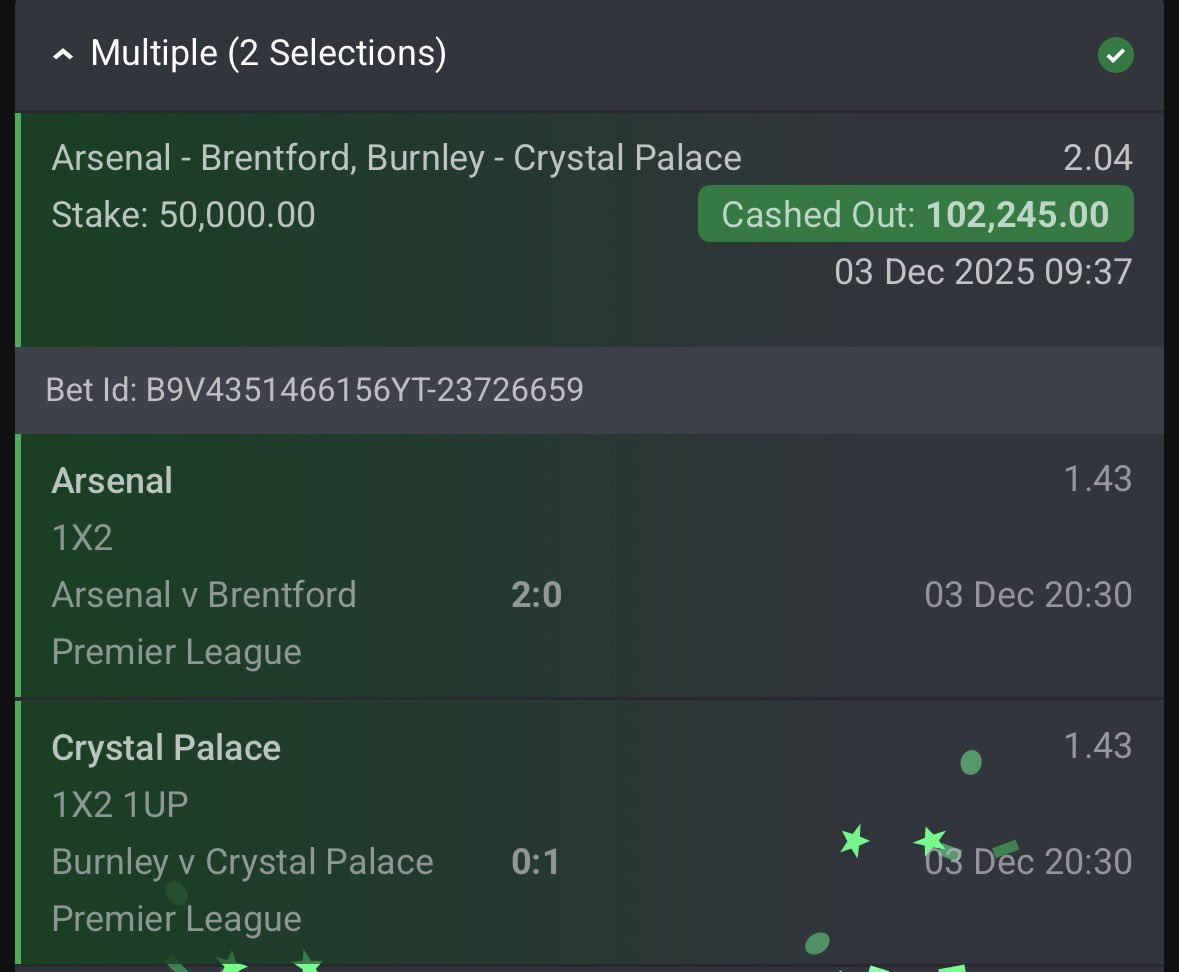 Firepunts's tweet image. BOOOOOM!!

2 &amp;amp; 3 ODDS WON ON @Bet9jaOfficial 

400k WON✅

Congratulations if you played✅✅ ✅

Telegram channel :t.me/BHOLUTIPS

@Mrbankstips @Promisepunta 

#Bet9jaCode
