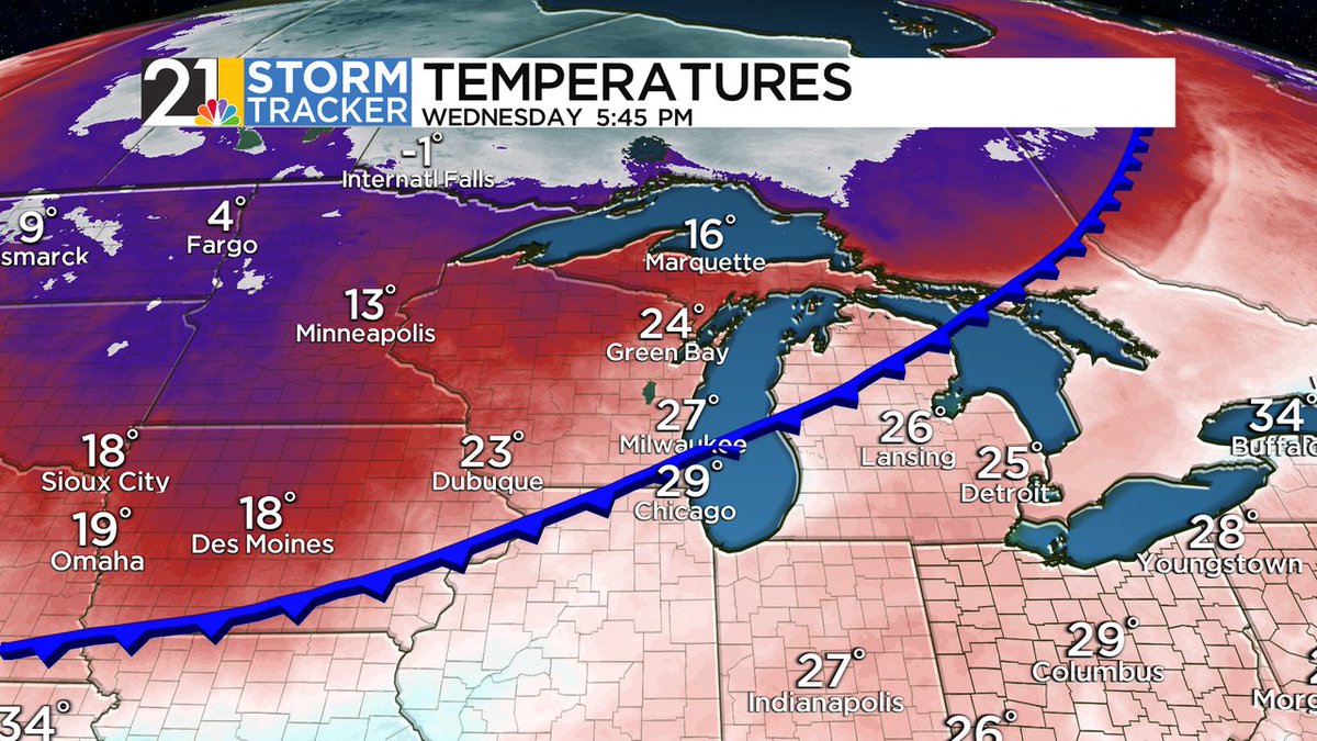 Frigid air behind this arctic cold front this evening; our coldest morning of the season so far is on the way Friday.