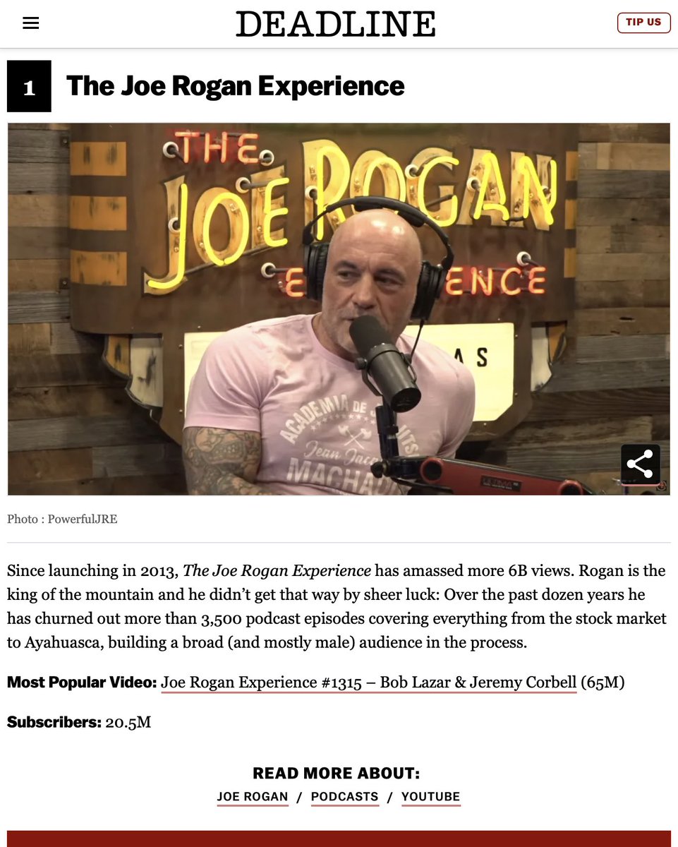 JeremyCorbell's tweet image. Wow! The Bob Lazar episode with @JoeRogan got recognized as the #1 podcast episode on planet Earth today in @Variety. That’s bonkers!

I guess people ARE curious about UFOs - and the slight possibility - that the U.S. GOV is hiding the truth.

WATCH EPISODE HERE :…