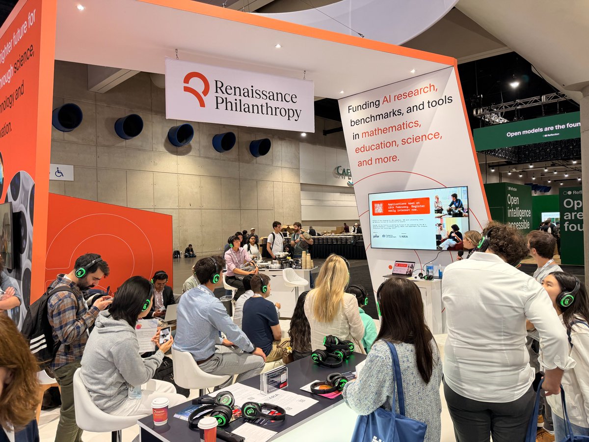 RenPhilanthropy's tweet photo. Live from #NeurIPS2025! 

We're connecting with top talent and showcasing organizations at the AI frontier: @ARIA, @AISecurityInst, UK SovAI, @HuggingFace, and more.

Visit our booth this week for meet-and-greets, lightning talks, and a special Q&A with @tkalil2050.