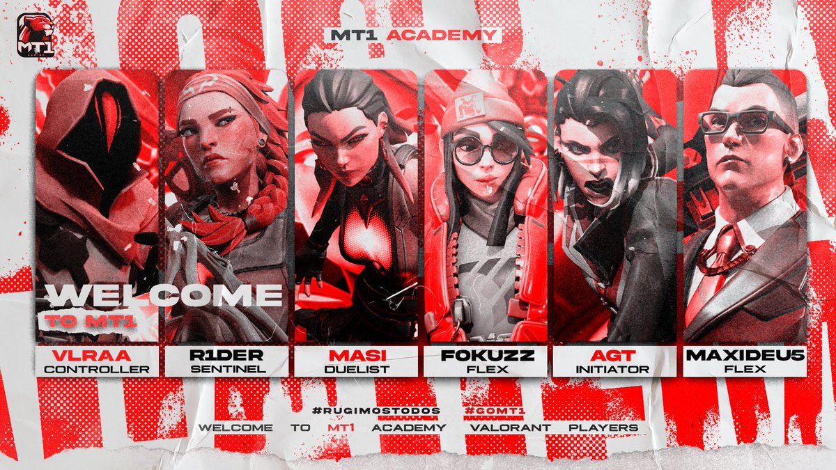 ¡No nos quedamos atrás, MT1 Academy ya está aquí! Ahora, con el roster cerrado, presentamos a nuestra academia, ellos vienen a romperlo todo, y a demostrar que son excepcionales 💥

♦️<a href="/masi_vlr/">masi</a> 
♦️<a href="/FokuZzZ32/">MT1 FokuZz</a> 
♦️<a href="/vlraa_vlr/">MT1 vlraa</a> 
♦️<a href="/AGTvalorant/">AGT</a> 
♦️<a href="/RiderHzz/">R1der</a> 
♦️<a href="/maxideu5_1/">maxideu5</a>