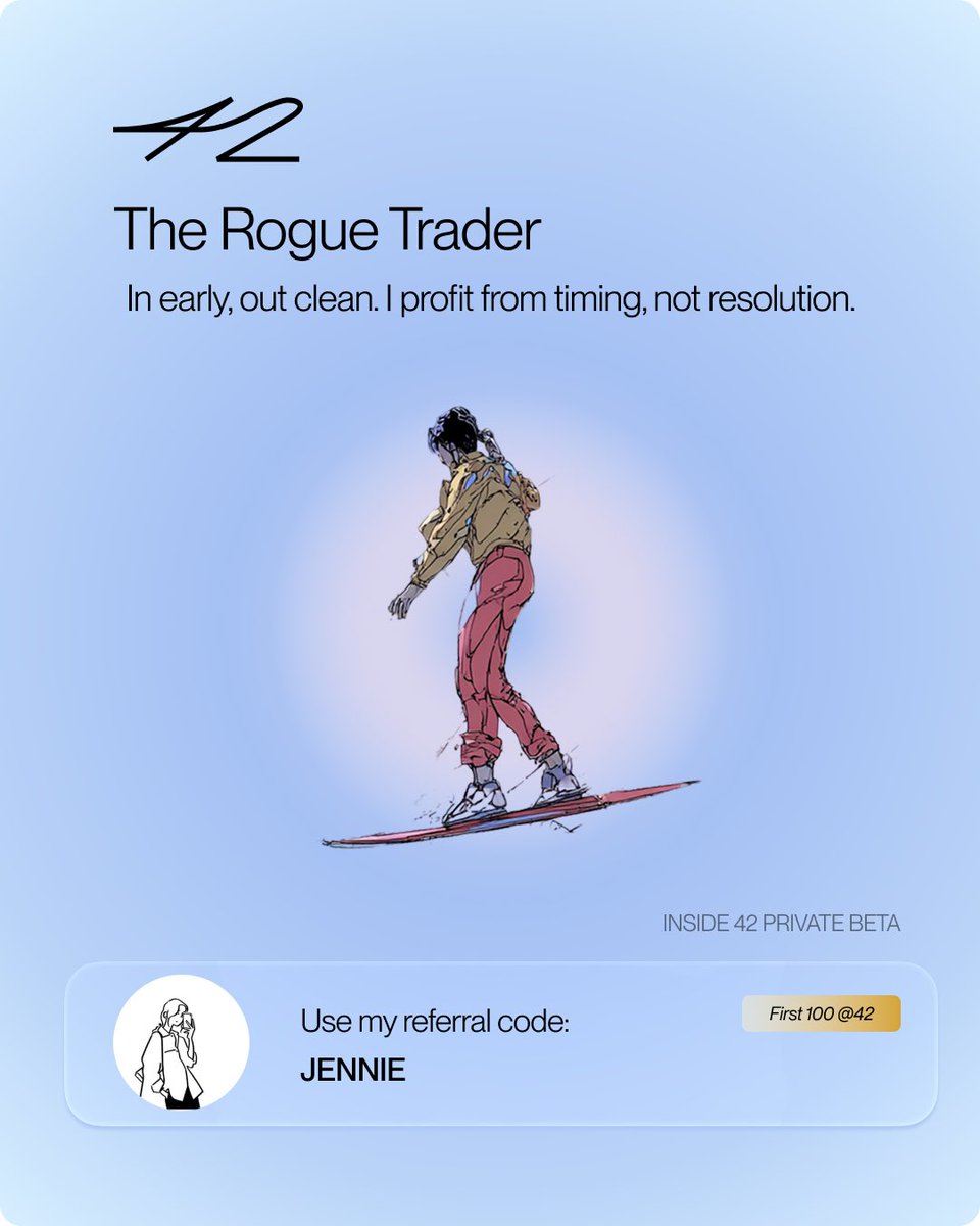 这下BNB系的预测市场争夺要开始白热化了，前有 <a href="/opinionlabsxyz/">Opinion ⁒</a> 中有 <a href="/dingalingts/">dingaling</a> 的 <a href="/predictdotfun/">predict.fun</a> 现在有 <a href="/Leozayaat/">Leo ⌛</a> 的 <a href="/42space/">42</a> 

最近扎在42的private beta test群里，体验了产品demo，相较于目前预测市场的产品交互有蛮不错的创新，而且团队迭代和要反馈非常积极、审美也不错

支持一下！