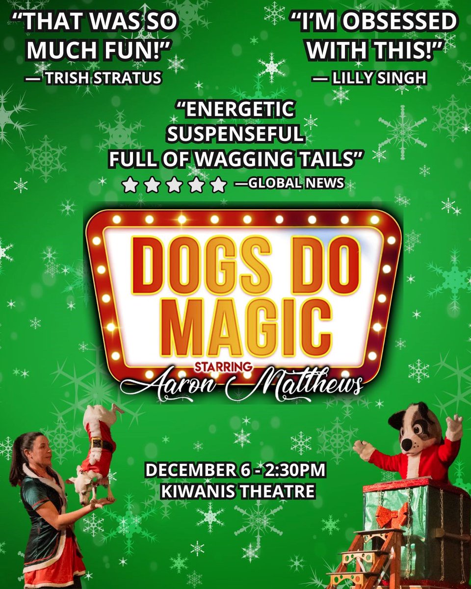 Dogs Do Magic: A Canine Christmas brings an unforgettable afternoon of mind-blowing magic, hilarious comedy, and jaw-dropping dog trick.
Saturday, December 6, 2:30pm at Kiwanis Theatre, Chatham. cktheatres.ca
#YourTVCK #TrulyLocal #CKont