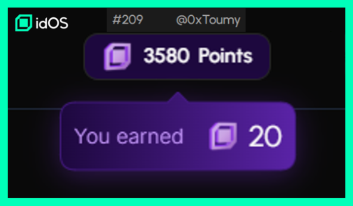 0xToumy's tweet image. Daily check in is done on @idOS_network

I also followed Horizen account so free +21 points today we take those

That bring my total to almost 3.6K

1.5% of the total supply is going to the in app campaign which is more than the Wallchain reward pool so don&apos;t sleep on points fr !