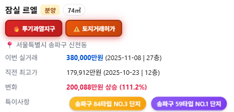 RichDadTechtree's tweet image. 잠실르엘 신고가

이런 점프력은 낯설다.
아니지 이제 제자리 찾아가는 과정이지

한달 전 거래는 어떻게 된건지 몰라도... 럭키맨..