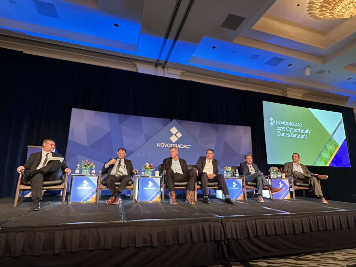 NovogradacNews's tweet photo. “What’s next for OZ regulations?” Novogradac partner and #NovocoOZ chair Jason Watkins leads a panel featuring Dan Altman (@SidleyLaw), Ashley Tison (OZPros), Jim O. Lang (@GT_Law), Marc Schultz (@SWLawNews) and Jeff Drinkwater (Institutional Capital Services, JTC) to discuss. https://t.co/dg3oMXAceM