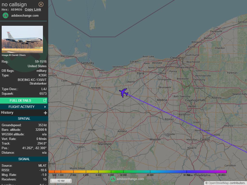 IntelskyB's tweet image. 🇺🇸 ✈️ United States Air Force - BOEING KC-135R/T Stratotanker (AE04E6, 59-1516) callsign was spotted over 🇺🇸 Lorain County - United States.
🔴 Live tracking:
1-global.adsbexchange.com/?icao=AE04E6
2-flightradar24.com/AE04E6
3-airnavradar.com/mode-s/AE04E6
#OSINT #SIGINT #ADSB
