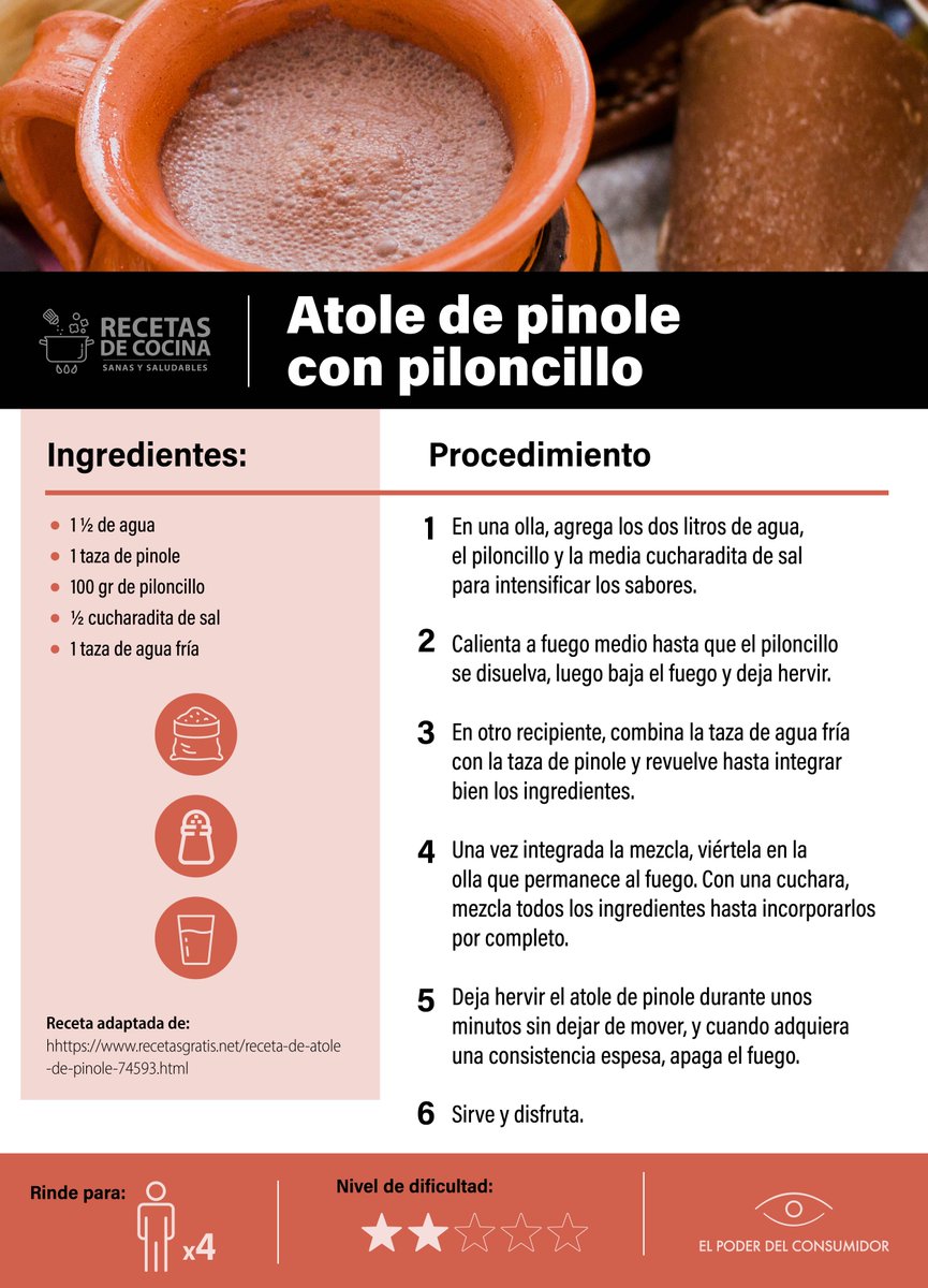 elpoderdelc's tweet image. La fibra del pinole ayuda a evitar el estreñimiento, controlar colesterol y azúcar en sangre y generar saciedad.
🌽🩺 Si lo preparas con poca o nada de azúcar, puede ser una gran opción para desayunos o meriendas más saludables.
f.mtr.cool/jfrjawmjlk