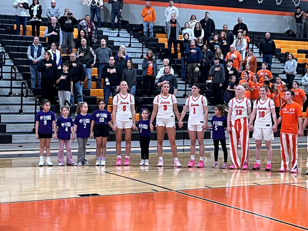Big thanks to 1st/2nd Grade Team Wright and guest team managers for joining East Girls last night! Loved seeing the next generation of Saints fans right on the sideline—watching, cheering, and getting inspired for their own future on the court. <a href="/stcegirlshoops/">St. Charles East Girls Basketball</a> <a href="/StCharlesEast/">St. Charles East HS</a>