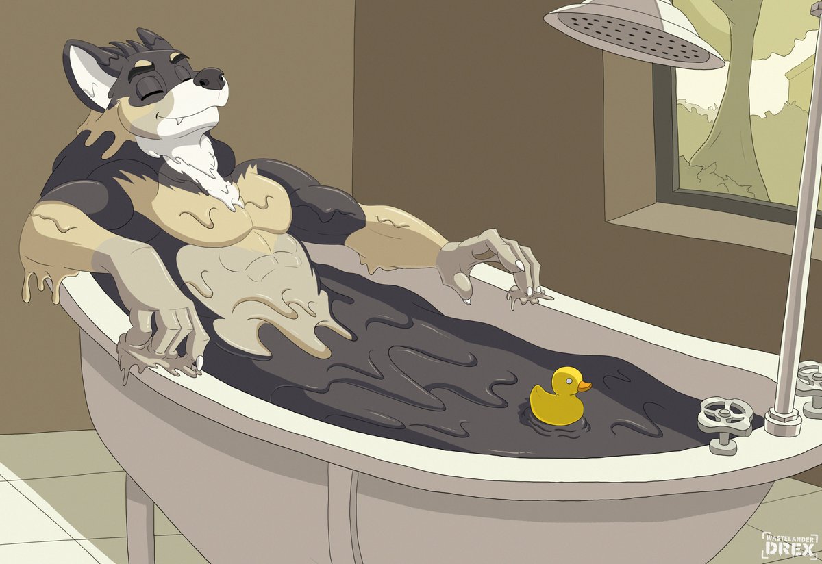 Solid folks typically take baths to make themselves less slimy. Slimes, however, take baths to make themselves slimier.

Completed YCHs for Zhed and Nagagunner (FA).