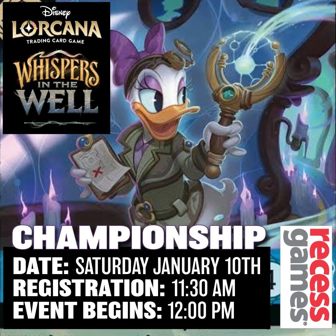 Ravensburger Lorcana Whispers in the Well Championship - January 10th 2026

shop.recess.games/lorcana-whispe…