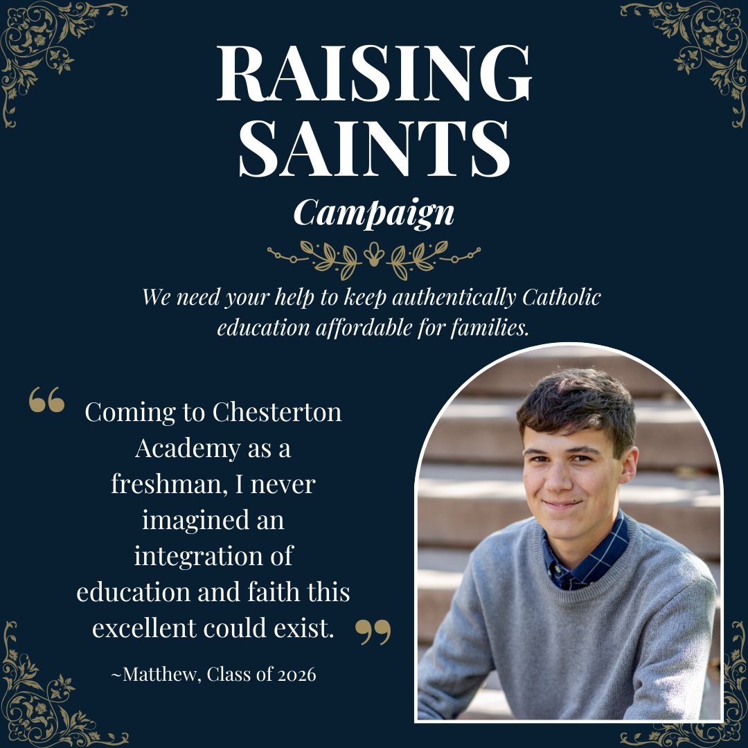 ChestertonAcad's tweet photo. “Coming to Chesterton as a freshman, I never imagined an integration of education and faith this excellent could exist.” —Matthew, '26

Help us reach $100K by Dec. 31! Right now, your gift will be matched dollar-for-dollar up to $30,000.🎯 Donate at: https://t.co/1npA7Xdv4h https://t.co/D4ecRKxaAG