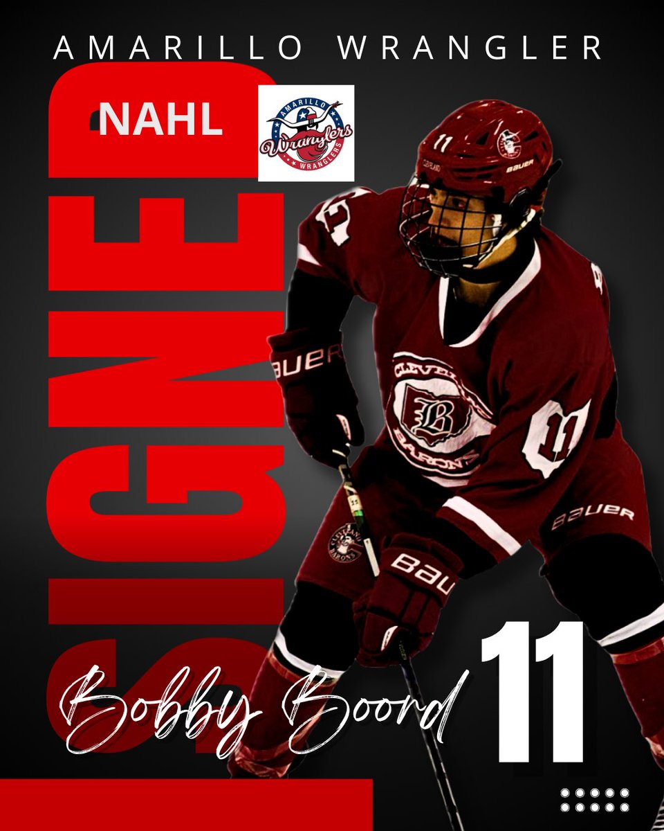 Congrats to 07 F Bobby Boord on signing a tender with Amarillo Wranglers NAHL.