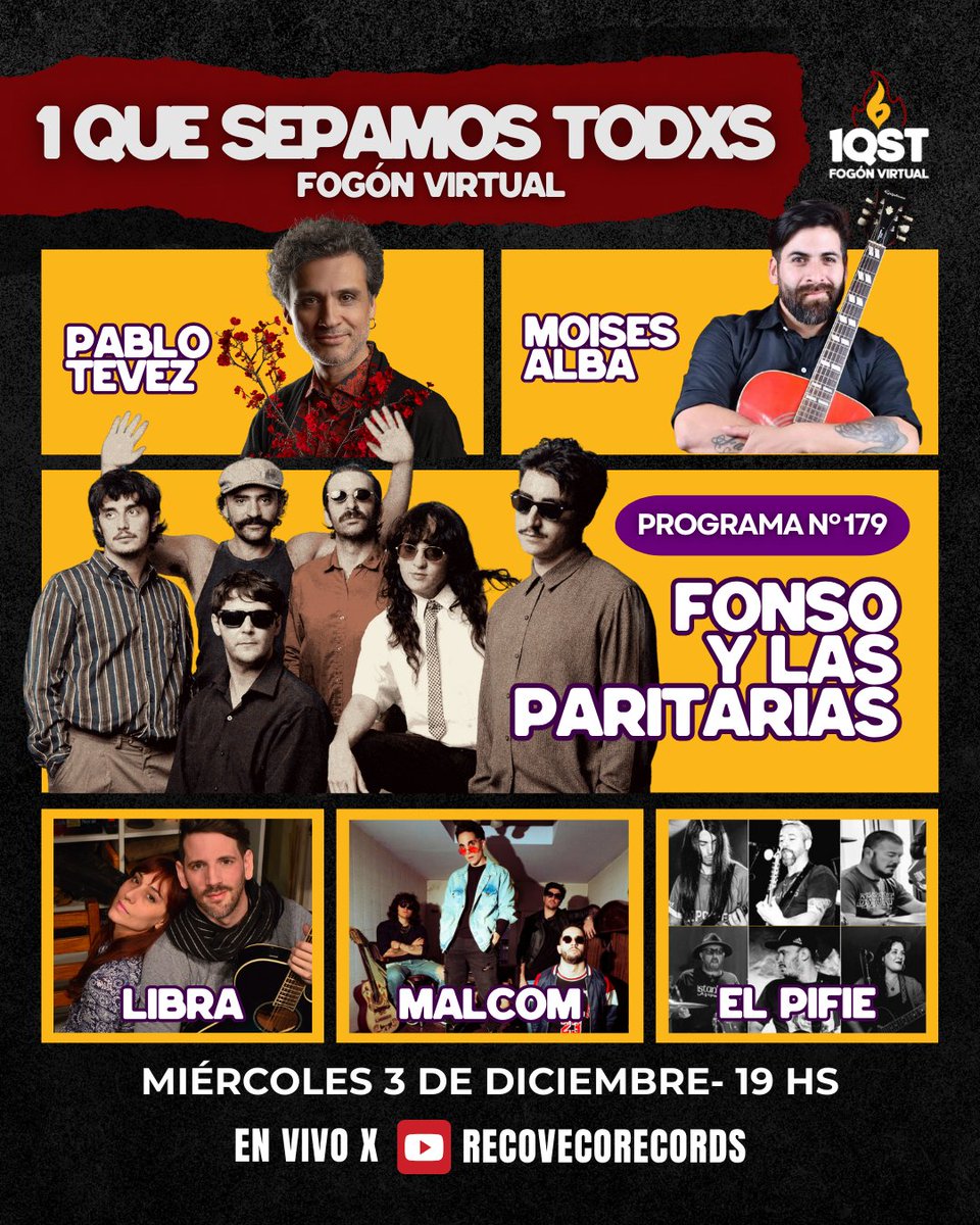 1qstoficial's tweet photo. Atención FRECUYENTES ASIDUES!  
🔥1QST 6TA TEMPORADA🔥

PROGRAMA NÚMERO 178
HOY 19 hs En Vivo x Youtube  
🇦🇷🇦🇷🇦🇷🇦🇷🇦🇷

Conduce @MandangaDance
Transmite @recovecorecord1

https://t.co/QJTy1fLM8T

#1QST #streaming #envivo #fogonvirtual #show #acusticos #MandangaDance #Recoveco https://t.co/j2fWGpX1ye
