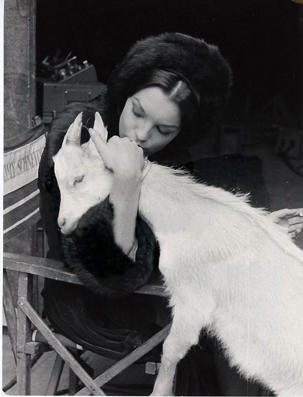 romy schneider and a friend on the set of the film katia (1959)