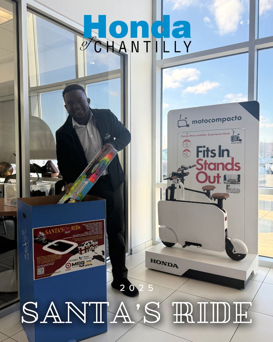 Ready to spread some holiday magic? 🎅✨ Honda of Chantilly is supporting Santa’s Ride 2025! 🎁 Bring new unwrapped toys, books, games, or gifts by Dec 8 to brighten the season for Fairfax Hospital kids. ❤️

See how we give back 👉 bit.ly/4rqfgXY