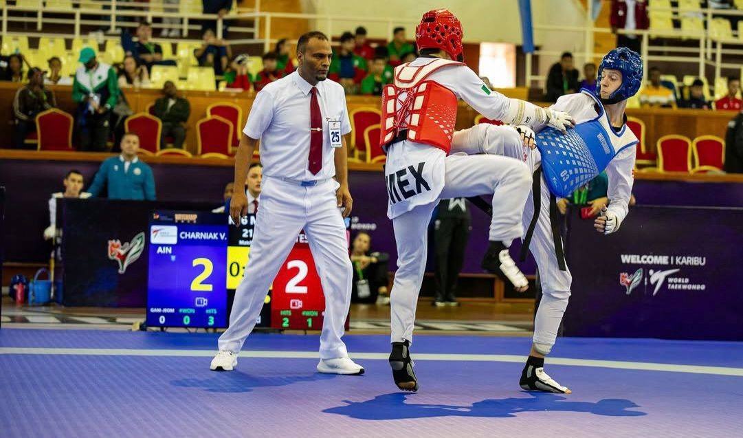 COM_Mexico's tweet photo. Damián Cortés y Paloma García avanzaron hasta los cuartos de final en el Campeonato Mundial de Taekwondo U21 en Nairobi, Kenia. Por su parte, Zelzin Silva y Orlando Ruiz cerraron su participación en la primera ronda.
¡Sigamos impulsando su camino! 💥🥋 #TodosSomosOlímpicos https://t.co/A3rYXqq52x