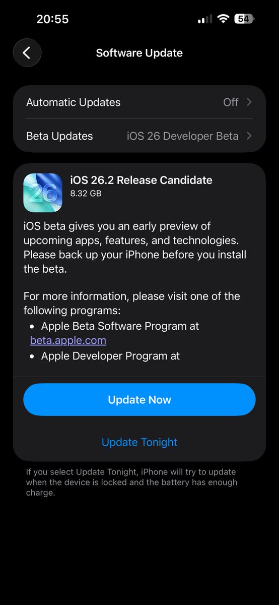 iSWUpdates's tweet image. iOS 26.2 Release Candidate (23C52) has been released to registered developers and public beta testers. #iOS262 #iOS262RC