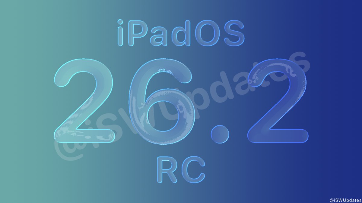 iSWUpdates's tweet image. iPadOS 26.2 Release Candidate (23C52) has been released to registered developers and public beta testers. #iPadOS262 #iPadOS262RC