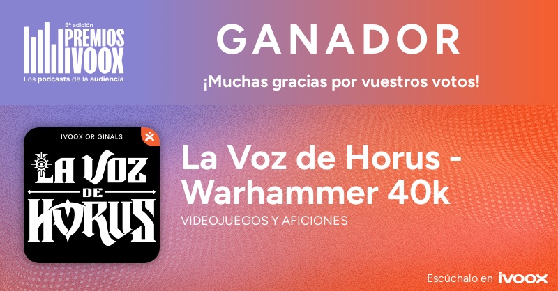 lavozdehorus's tweet image. La Voz de Horus gana el Premio @ivoox al Mejor Podcast de Aficiones y Videojuegos 2025. ¡Gracias a todos y cada uno de vosotros por haber hecho posible nuevamente ganemos el premio!