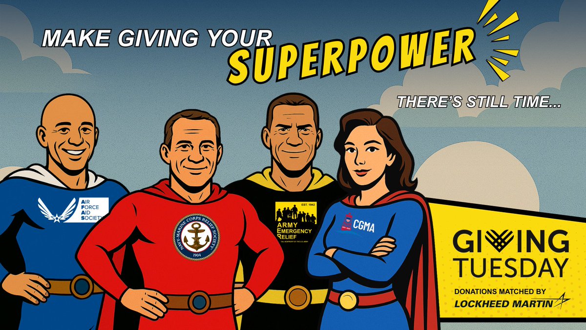NMCRS1's tweet image. #GivingTuesday may be over, but there is still time to make GIVING your superpower and help NMCRS. Gift matching extended! 

Visit support.nmcrs.org/a/givingtuesda…  to give!

#LockheedMartin #GivingTuesday #MilitaryFamilies
#Nonprofit #MakeGivingYourSuperpower #AER #NMCRS #CGMA #AFAS