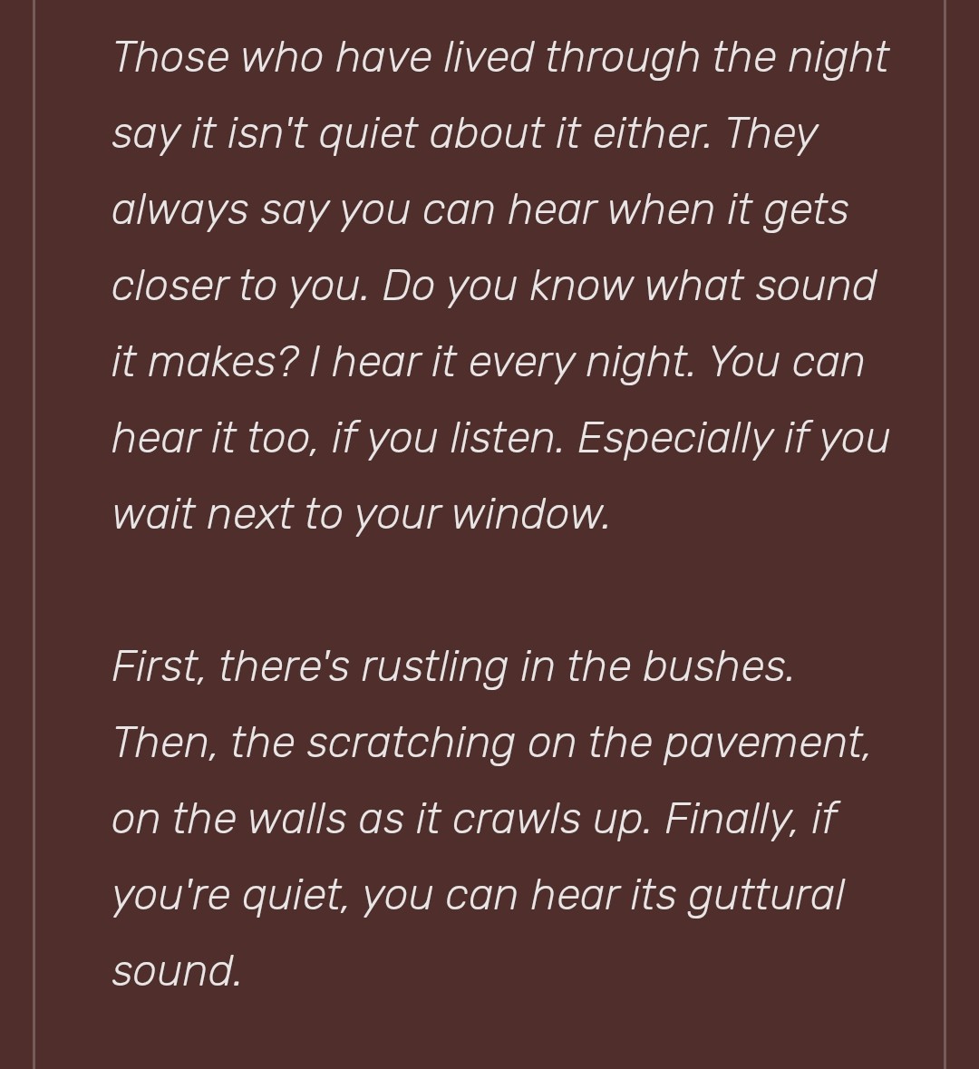 mixmediachild's tweet photo. #welcomehomespoilers
The buggle is evil. He's the one in Sally's horror story, the away from prying eyes has the same description of the buggle as Sally's story. He can't open doors, watches from the bushes, makes weird sounds. He eats people in the story. #welcomehomeupdate https://t.co/cDdxm1qJNu
