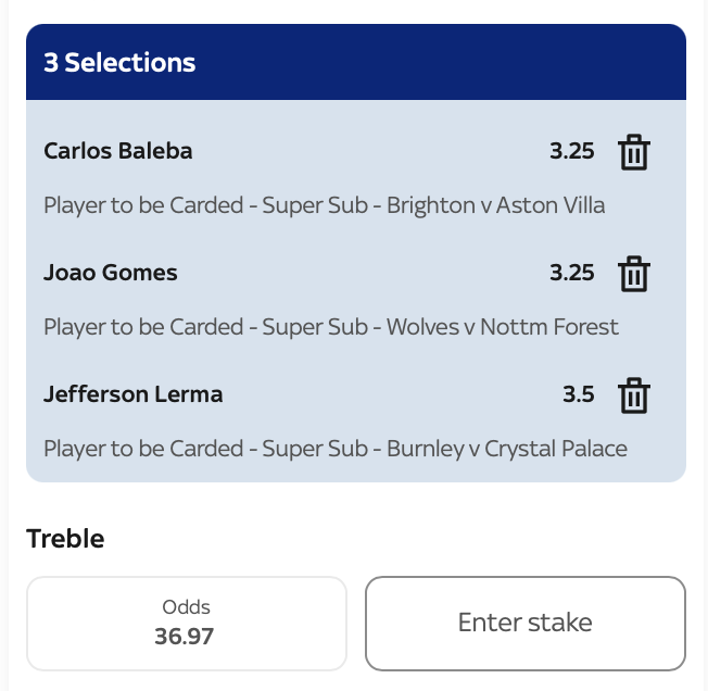KingOnBets's tweet photo. 🎯 BuildABet Pick: 3 Fold Cards
 
💰 Odds: 36.97 (Sky Bet)
 
💵 Units: 1
 
 Reasoning / Stats Behind It:
• Baleba 5 yellows (PL &amp; EFL)
• Gomes 5 yellows (PL &amp; EFL)
• Lerma 3 yellows in the last 6 appearances (Club &amp; Country)

#KingOnBets 👑 | #GambleResponsibly https://t.co/DCwEAVi4SR