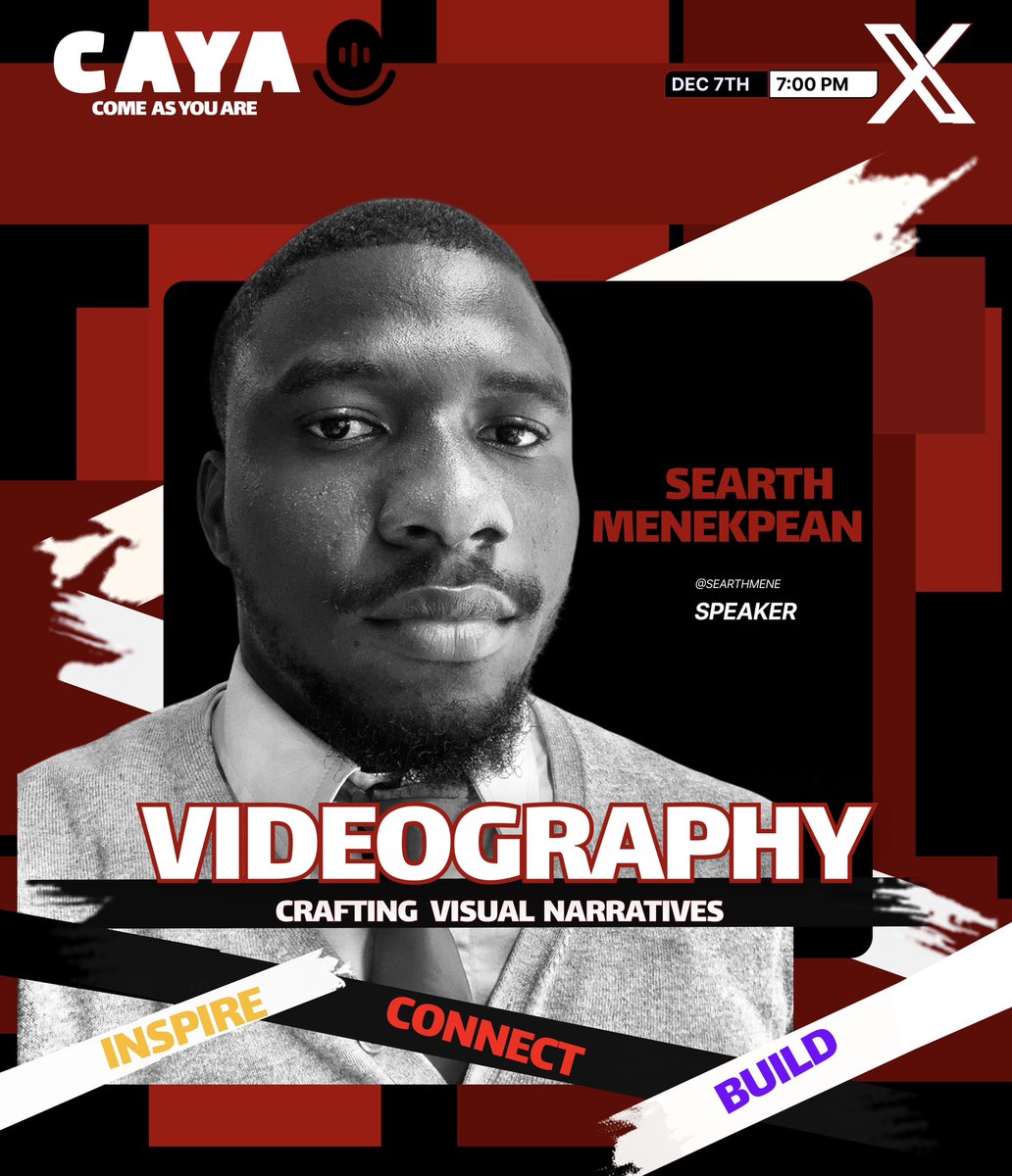 <a href="/CayaHQ/">CAYA-Come As You Are</a> 🎙️ presents: Videography — Crafting Visual Narratives 🎥✨

Video isn’t just for filmmakers, it’s a powerful tool for everyone.
Whether you’re a videographer, content creator, entrepreneur, or a professional building your personal brand, knowing how to tell your story