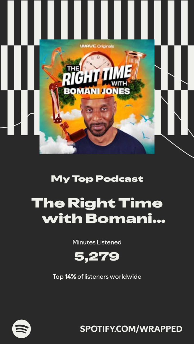 MdotMead's tweet image. The Right Time with Bomani Jones got my top spot. More in my #SpotifyWrapped.  ⁦@bomani_jones⁩  spotify.com/wrapped-share/…