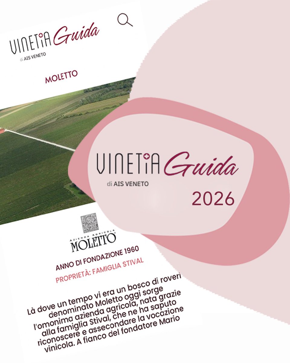 GUIDE | REVIEWS
🇮🇹
📚 I vini Moletto in #VINETIA2026 la guida on line ai Vini del #Veneto curata da #AISVENETO
🇬🇧
📚 Moletto wines in the on line #wineguide #VINETIA 2026
.
Punteggi e commenti /Rating &amp; Comments:
🌐 web >> vinetia.it/azienda/moletto 
📱 App >> Vinetia
.
#Guidavini