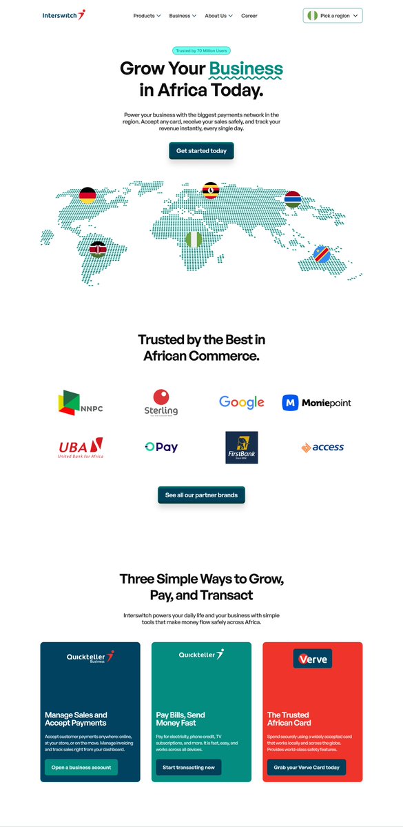 uche_ui's tweet image. Interswitch Homepage Redesign👷🏽

Before → After