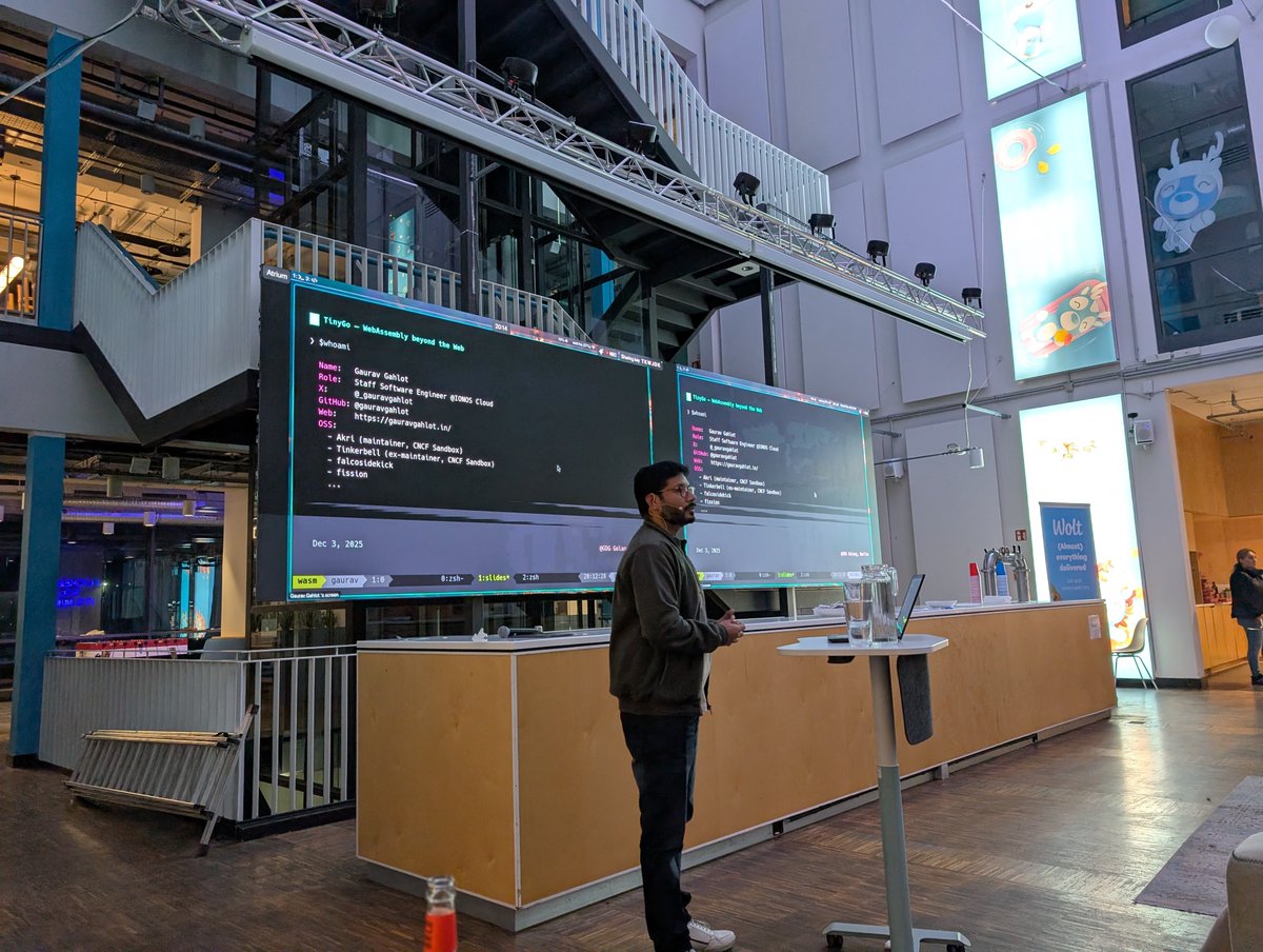 andriiraikov's tweet image. And we continue with Gaurav Gahlot talking about #Tinygo at @GDGBerlinGo in @bolt office Berlin.