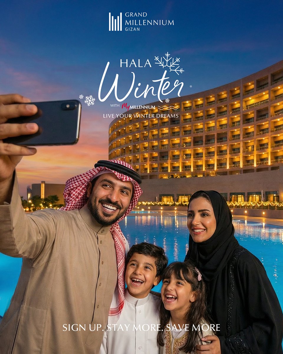 Experience a memorable winter stay at Grand Millennium Gizan with exclusive Hala Winter offers
Enjoy special rates, added benefits, Red Sea views, and bonus MyMillennium points.
🔗 Discover the offer &amp; book now:
bit.ly/48qCEM7

#GrandMGizan #MyMillennium