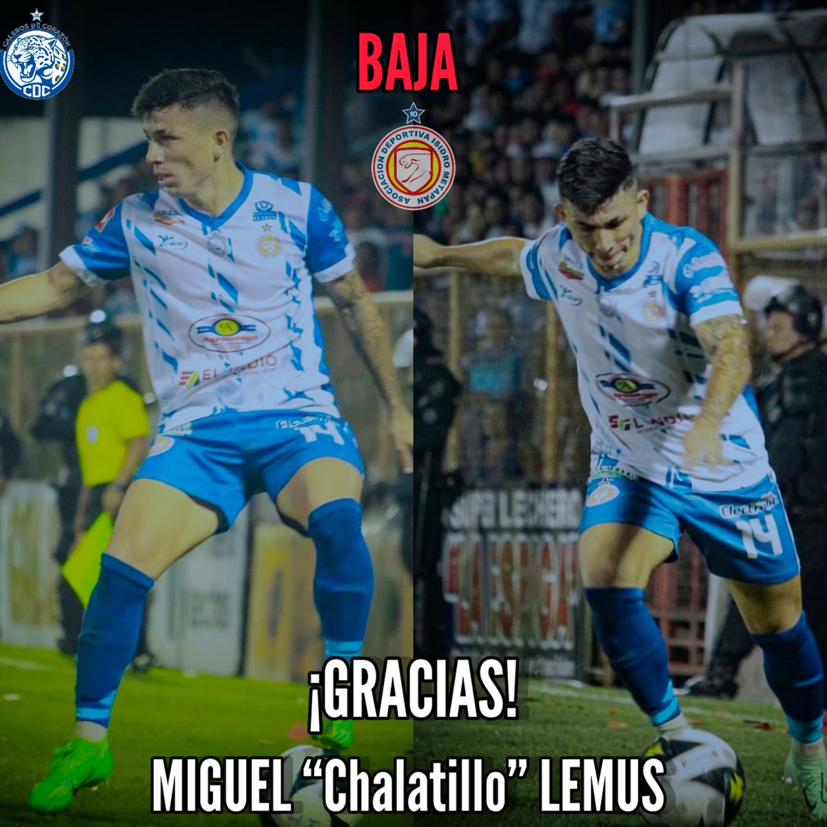 Miguel “Chalatillo” Lemus es la primer baja confirmada en Isidro Metapán tras vencimiento de contrato.

Le deseamos los mejor a Miguel Lemus tanto en lo profesional como en lo personal y como el mismo lo dice Metapán siempre será su casa.💙🐆