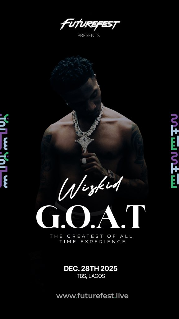 Wizkid has one coming for his home people this December 

Turn up TBS for Wizkid Future Fest on 28th December 
Let’s party with Wizkid 

Tickets will be available soon, brace up
#WizkidFutureFest