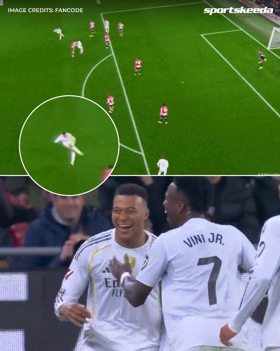 skworldfootball's tweet photo. SENSATIONAL STUFF! 🤯🤯🤯🤯
Kylian Mbappé scores a spectacular outside-the-box goal to complete his brace!🌪️⚡️
Athletic Club 0-3 Real Madrid (59’)
#ATHRMA #Football #LaLiga https://t.co/fDMtj0ioD2