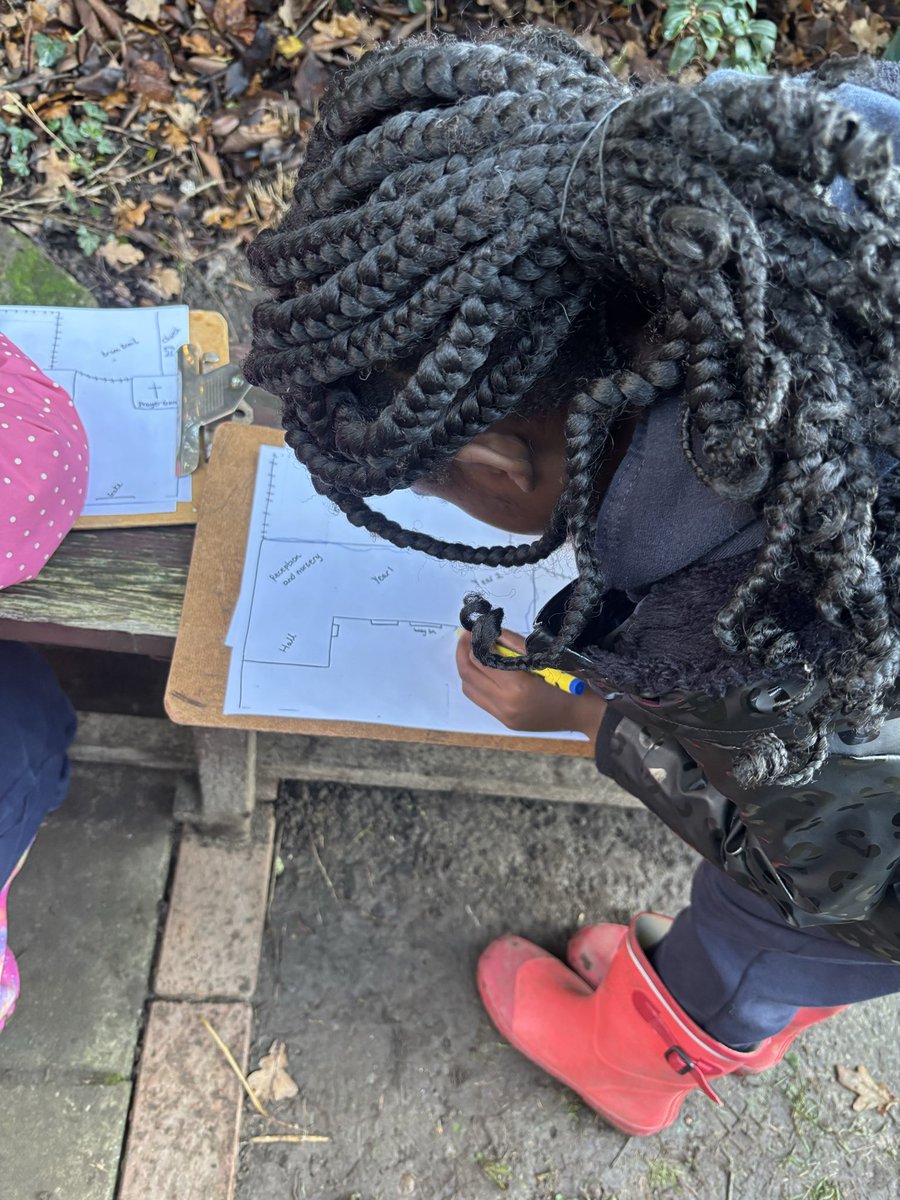 Some children in class 5 connected with nature today by completing a nature hunt where they even held worms. They also look at different natural features of our garden area and added it to maps