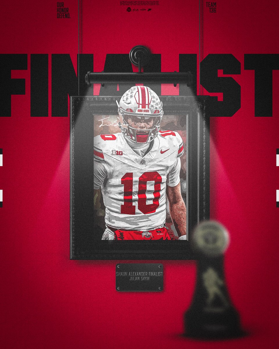 OhioStateFB's tweet photo. Shaun Alexander Freshman of the Year Award 𝐅𝐢𝐧𝐚𝐥𝐢𝐬𝐭, @juliansayin2 🏅 https://t.co/MyhdJgM08U