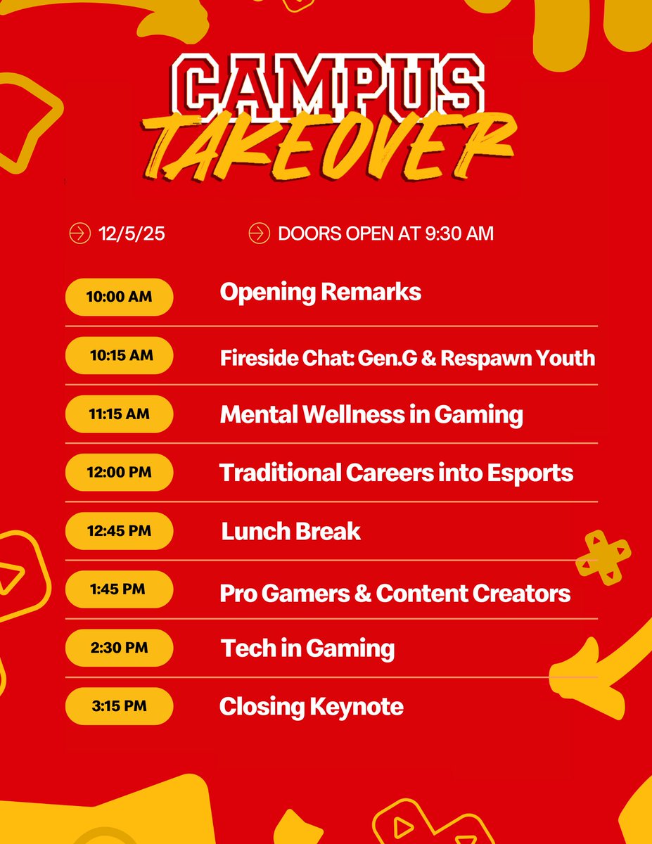 Campus Takeover New England is THIS SATURDAY — and there’s still time to register!

Join us for a full day of FREE esports-focused workshops, panels, and community programming. Then stick around for our LGBTQIA+ celebration + networking mixer at Balance Patch! 🎮🤝

🎟 Campus