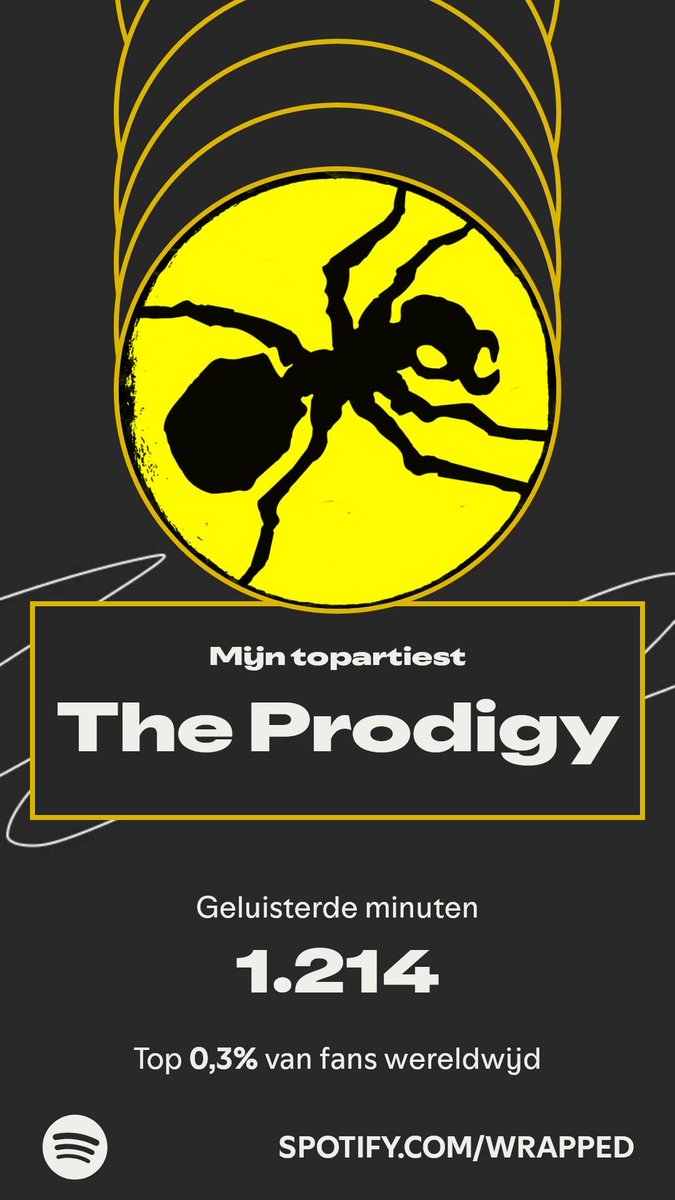 The Prodigy stond bovenaan mijn jaar. Ontdek meer over mijn luisterjaar in #SpotifyWrapped.   spotify.com/wrapped-share/…