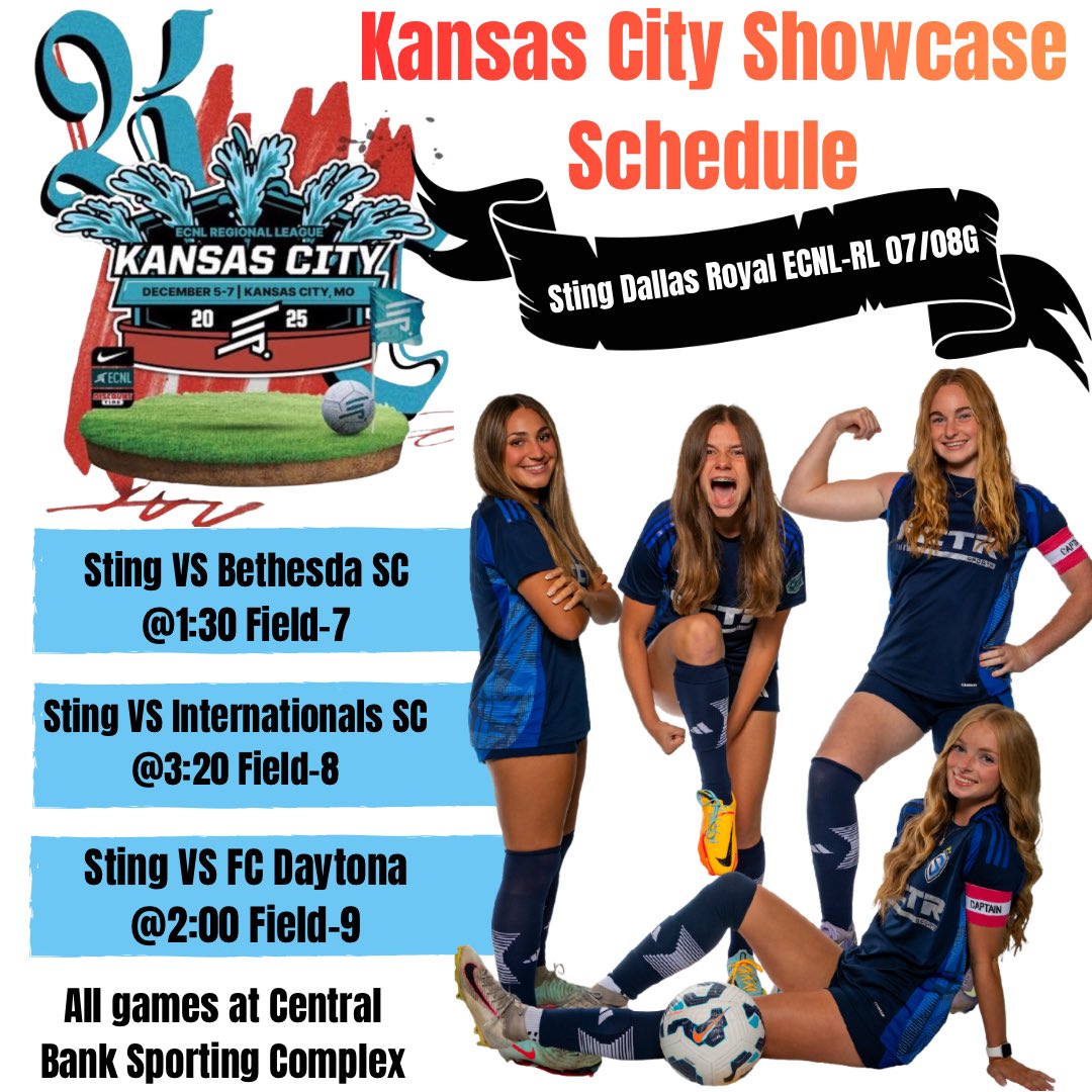 Royal08g's tweet photo. Kansas City here we come!!!✈️

We hope you can come by and catch us on the pitch! 

@NickSoutar @StingSoccerClub @ImCollegeSoccer @ImYouthSoccer @SocAddicts @TopPreps @MaxPreps @GMsportsmedia1 @ECNLgirls @EcnlTexas https://t.co/DZaUgXHX2S