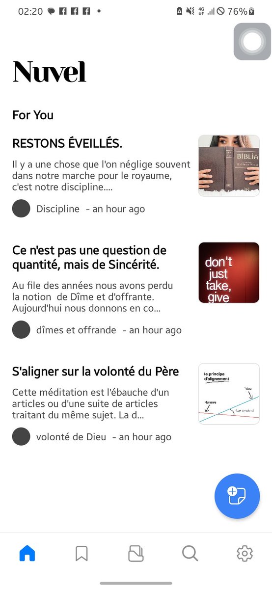 Danjun4's tweet photo. Je me suis done un défie fou : créer une application Android et IOS et Web pour le partage des enseignements et des expériences en tant que #chretien , enfant de Dieu.

Depuis plus d'un mois #nuvel est en développement avancé. Bientôt la v0.8 disponible https://t.co/ii9nv1FoRl