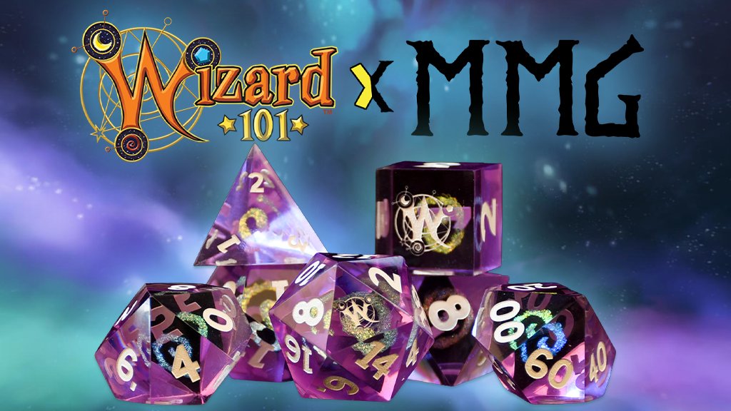 An enchanting reveal! 🎲✨

We've partnered with <a href="/MistyMtnGaming/">MMG</a> to bring you three specially-designed premium dice sets, all with exclusive in-game wands and 2 weeks of membership with every purchase. This magical merchandise is available for pre-order now!