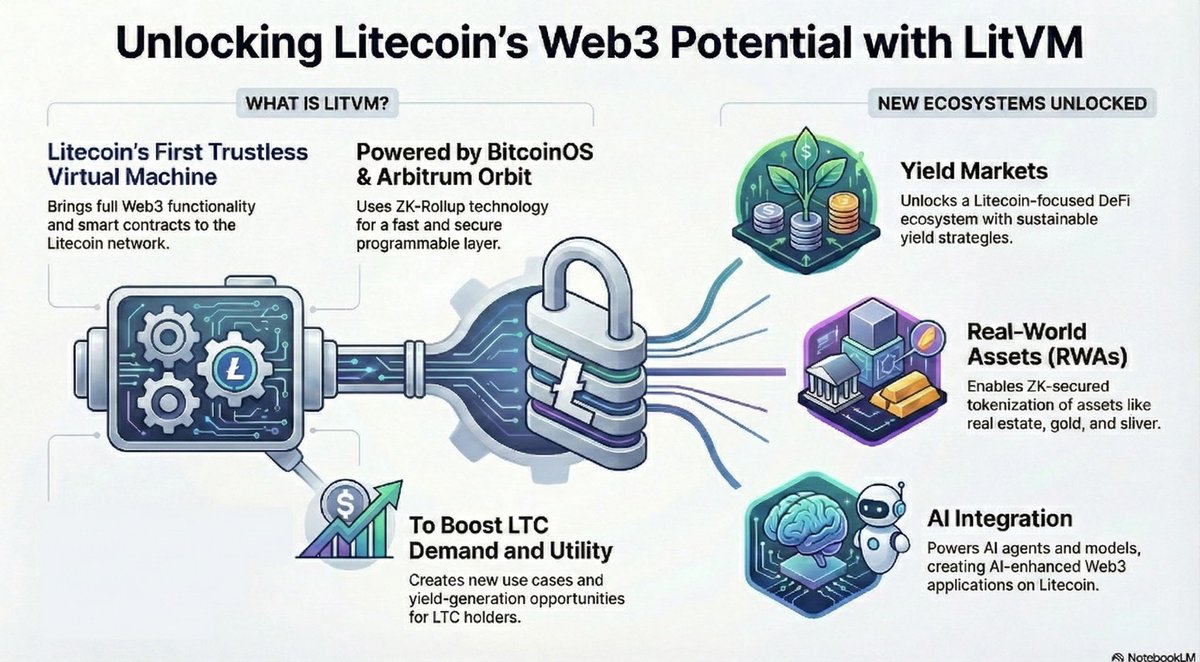 LitVM just opened the next era for Litecoin and the receipts are right in the graphic.

Litecoin finally gets its own trustless VM. ZK-powered. Orbit-ready. And it’s unlocking entire sectors that LTC has never been able to touch before.

Yield markets.
Real-world assets.