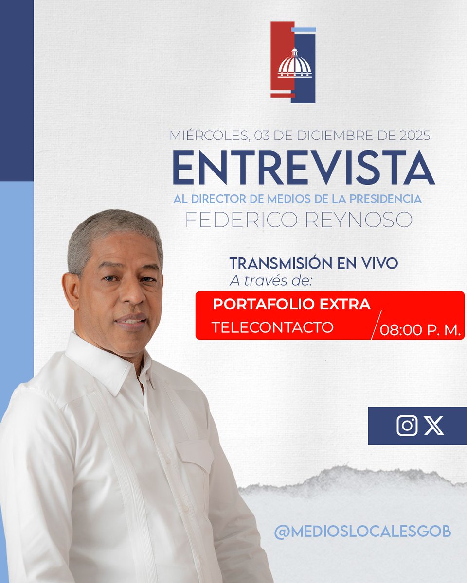Deseo informar a toda la ciudadanía y a los medios de comunicación que estaré participando el día de hoy y mañana en varios programas en vivo a nivel nacional. #medioslocales #nacionales #entrevista #federicoreynoso