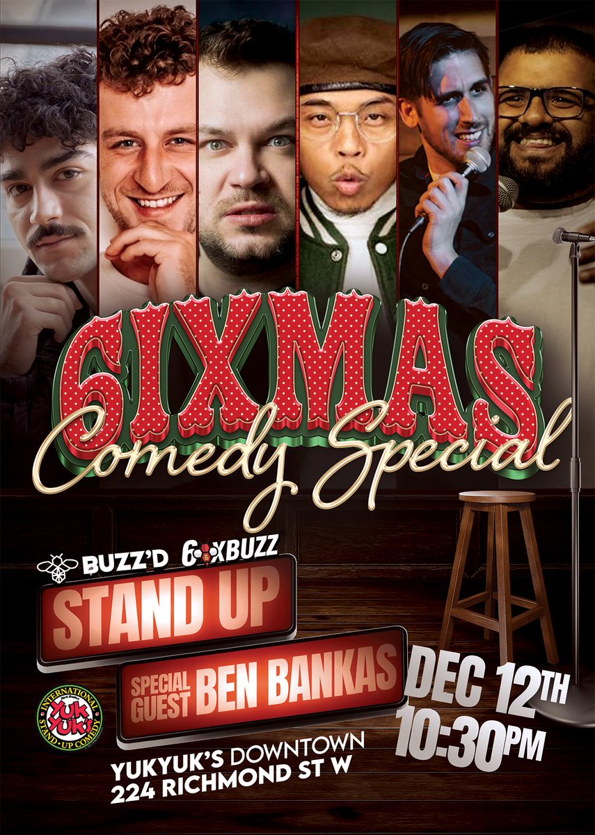 Catch us at Yuk Yuk’s Toronto on Dec 12 with for a 6ixmas Comedy Special! Featuring special guest comedian <a href="/BenBankas/">Ben Bankas</a>. Get your tickets now!