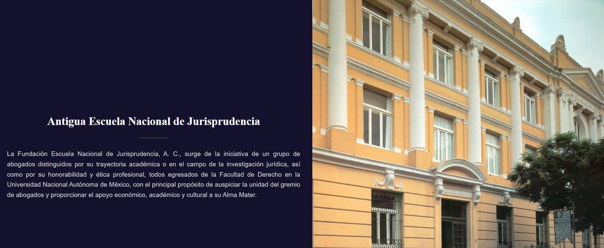 La fundación Antigua Escuela Nacional de Jurisprudencia, A. C., perteneciente a la UNAM, tiene el propósito fundamental de promover y fortalecer la educación, la investigación y el desarrollo profesional en el ámbito jurídico en México.  ¡Conócela!
derecho.unam.mx/jurisprudencia
