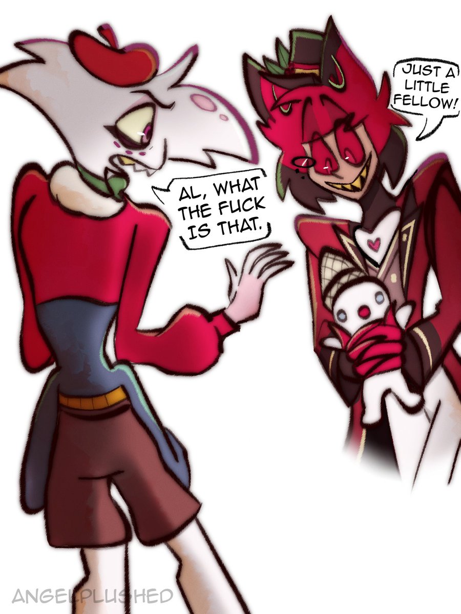 I googled it. I’m still confused. Alastor is not. That’s the problem.

Day Three: Mr. Bingle ! 
#2025radiodustchristmasadvent #radiodust #alastor #angeldust