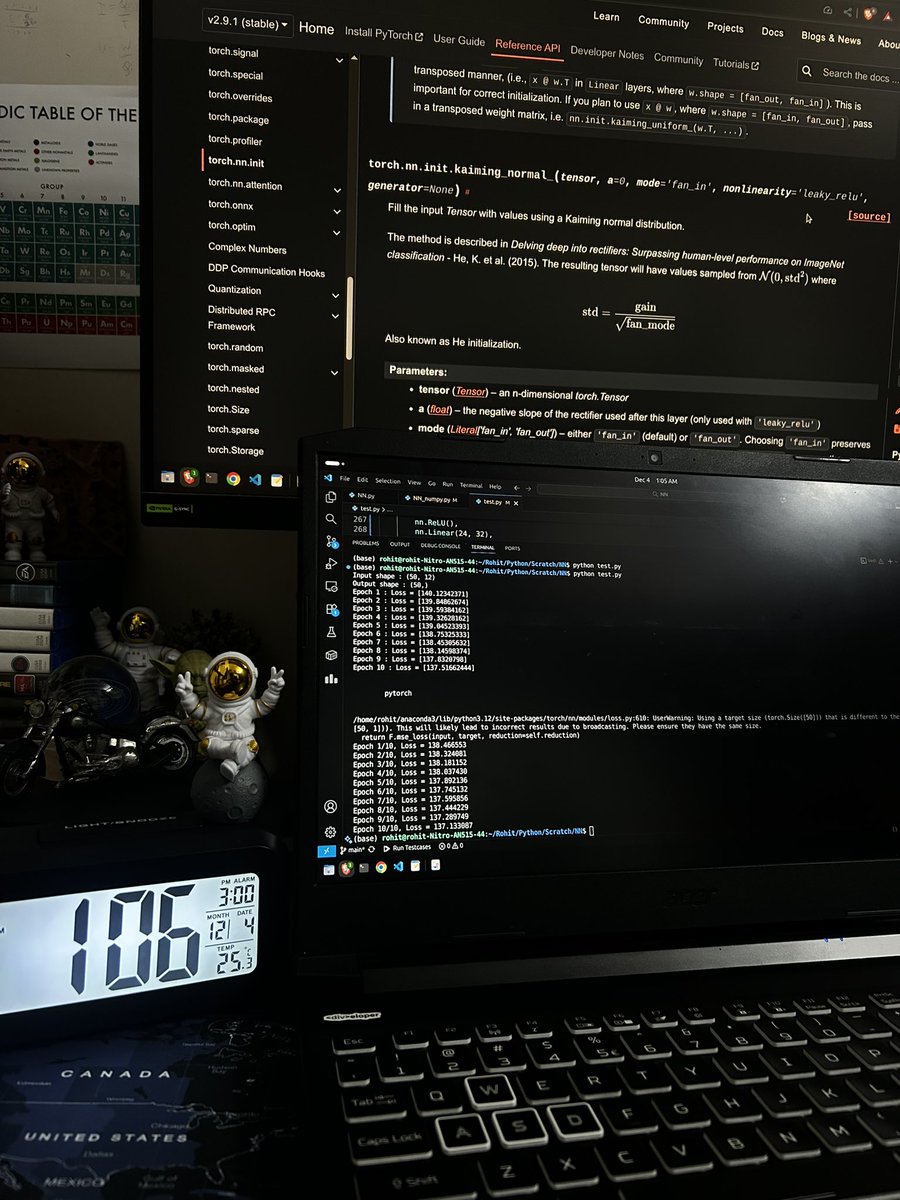rohit_____04's tweet photo. Day 8 : Deep Learning from Scratch 

Finished Model class for training and prediction interface .✅

Got almost same results for a random  regression task for my library and PyTorch so……. not a bad day👍 https://t.co/xIqtO1BoYy